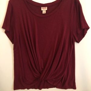 Twist Front Burgundy Mossimo T-Shirt